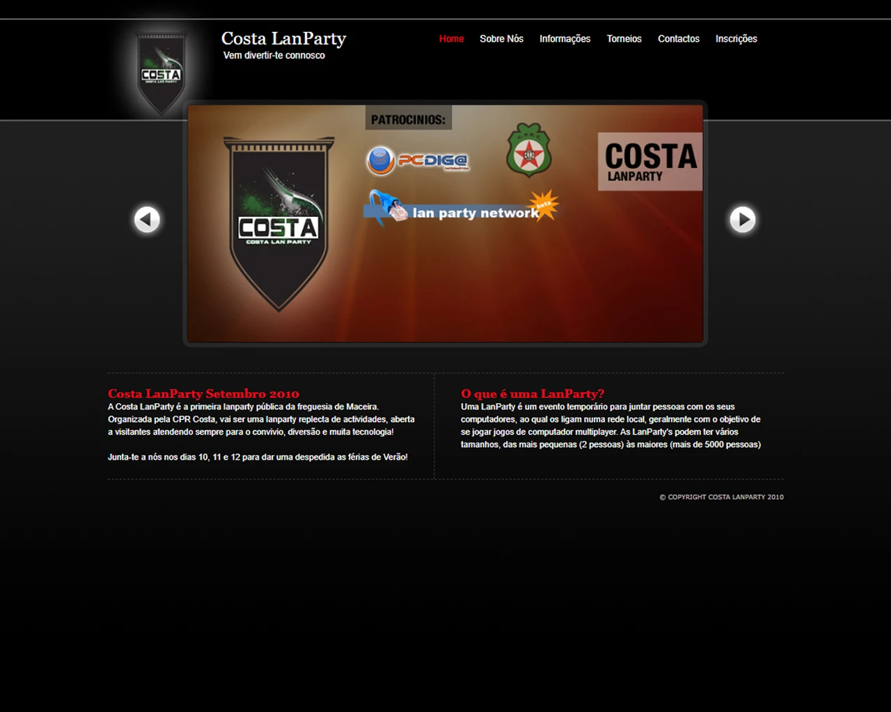 Costa Lan-Party 2010 Website Preview
